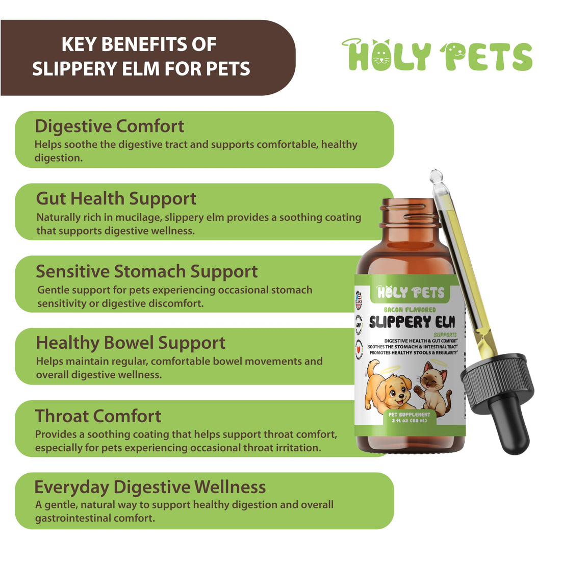 Organic Slippery Elm Liquid Drops for Dogs and Cats